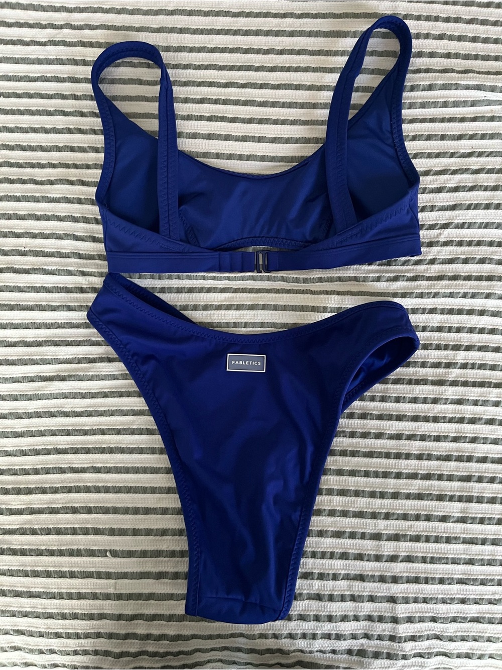 Fabletics Cobalt Blue Scoop Bikini Top with High-Cut Bottoms